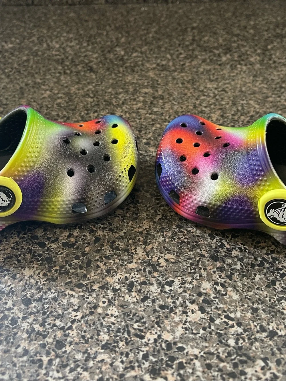 Kids Rainbow Tie-Dye Clog with Yellow Strap 4c
